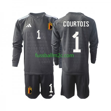 Fußballtrikots Belgien Courtois 1 Torwart Kinder Auswärts Trikotsatz 2022 Langarm